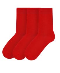 Комплект: 3 чифта червени чорапи от пениран памук
