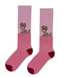 Детски 3/4 чорапи в розово със сладки кученца