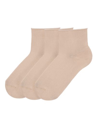 СЕТ 3 ЧИФТА чорапи БЕЗ ЛАСТИК  - БЕЖОВ