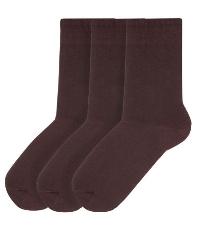 Кафяви памучни чорапи - комплект от 3 чифта за комфорт и стил.