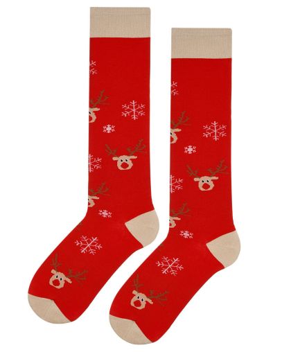 3/4 Коледни чорапи до коляното с Рудолф - 39-42