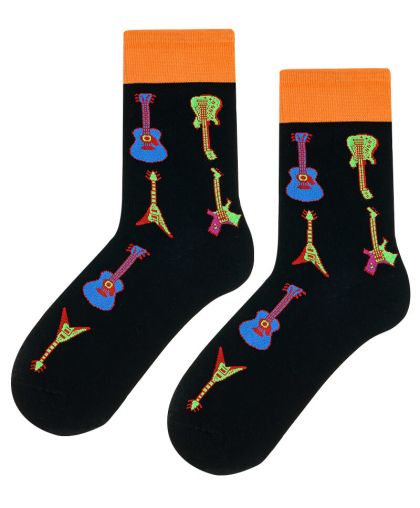 Черни чорапи с китари - Rock стил за всеки ден!