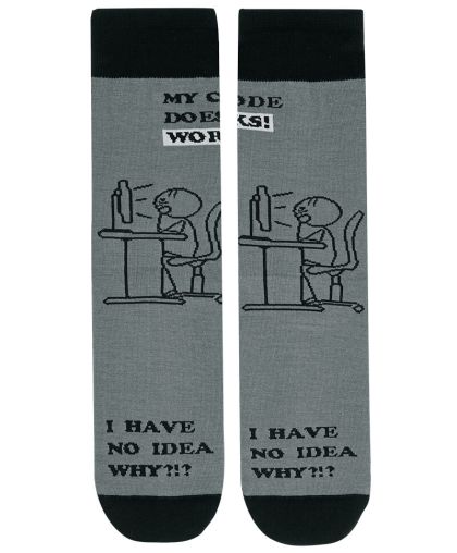 Сиви чорапи за програмисти - Забавни чорапи за кодиране!