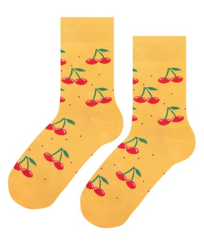 Чорапи с Череши в Цитрусово Жълто - Добавете Слънце в Гардероба си!