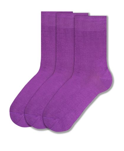 Елегантен комплект от 3 чифта лилави памучни чорапи за комфорт и стил.