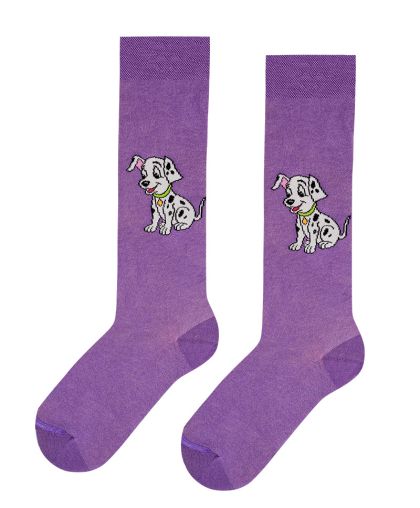 Детски 3/4 чорапи в лилаво с ДАЛМАТИНЦИ