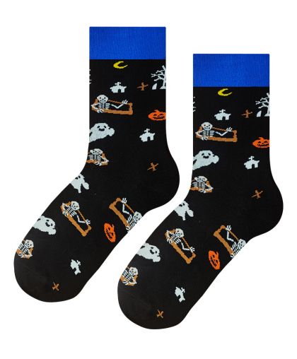 Детски чорапи за Хелоуин със скелети, гробище и духчета